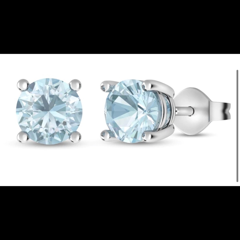 Kay Jewelers Aquamarine Stud Earrings Sterling Silver